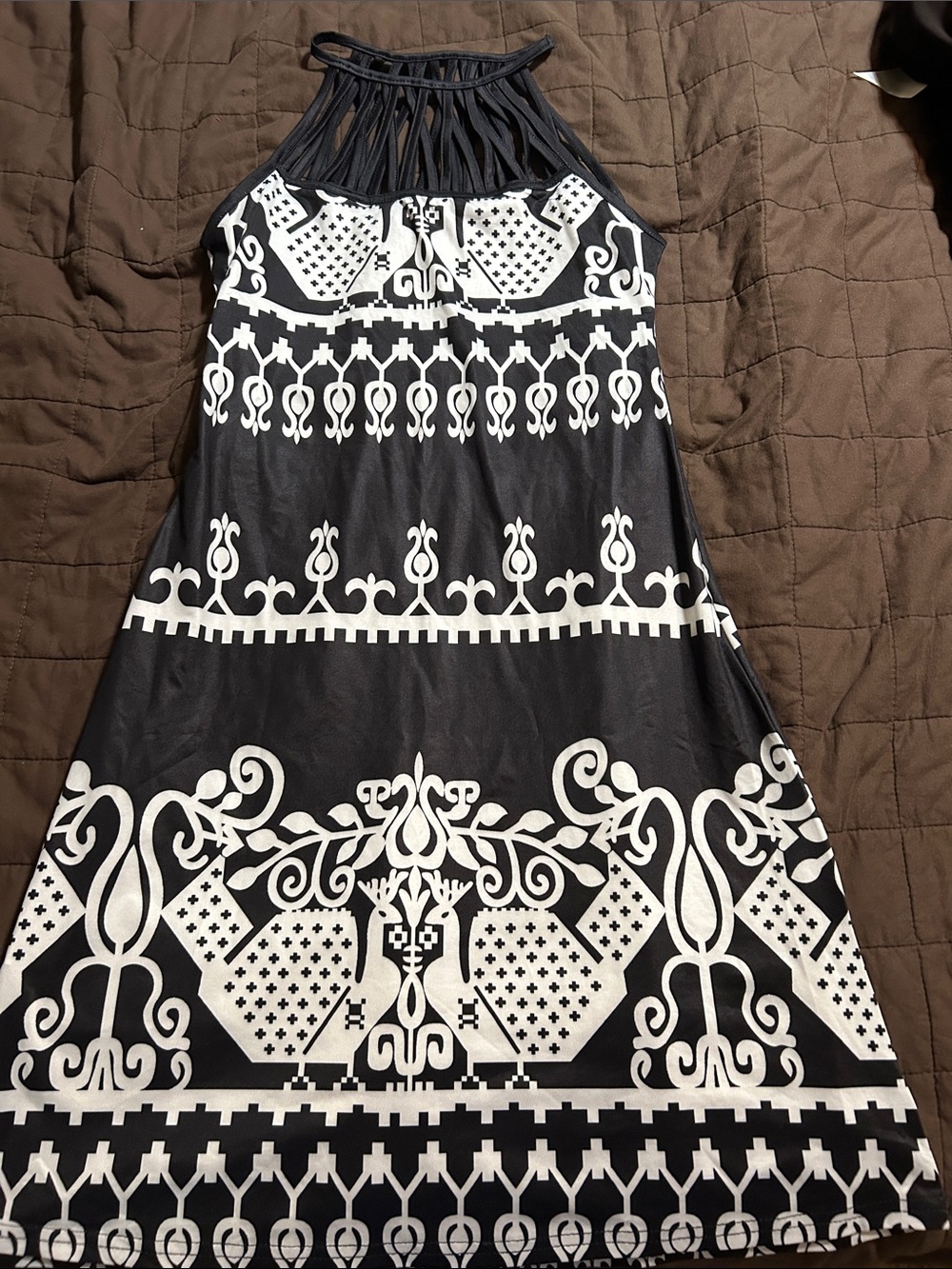 Emery Rose Black & White Halter Mini Dress